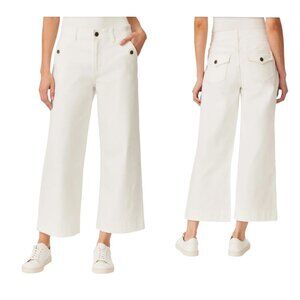 Curve Appeal Womens White French Riviera Crop Wide Leg Jeans High Rise 8/29 NWT